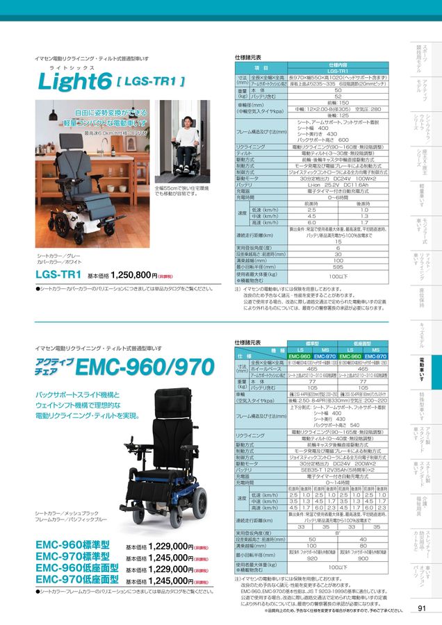 イマセン 電動チルト&リクライニング付き電動車椅子 EMC930 (上位モデル) イマセン 電動チルト&リクライニング付き電動車椅子 EMC930